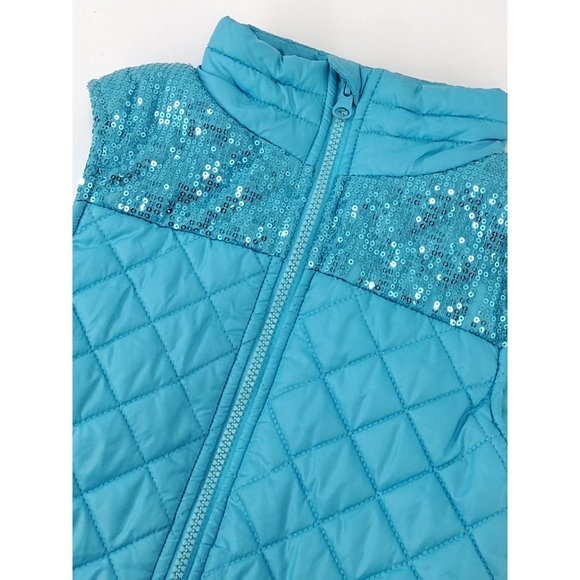 Heart-n-Crush Baby Blue Girls Small Quilted with‎ Sequins Puffer Vest - Picture 1 of 6